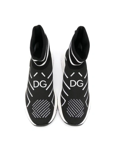 Shop Dolce & Gabbana Teen Knitted Sock Sneakers In Black