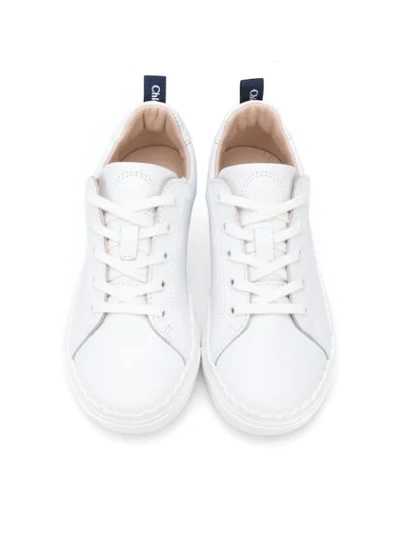 Shop Chloé Scalloped Detail Sneakers In White