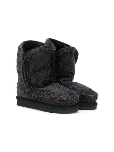 Shop Mou Shearling Snow Boots In Black