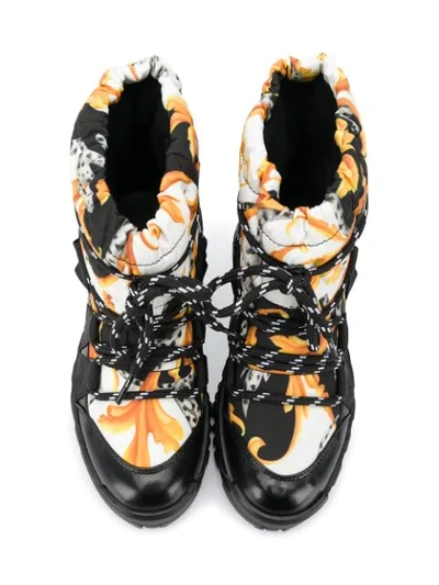 Shop Young Versace Baroque-pattern Print Boots In Black