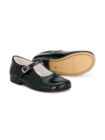 Shop Andanines Shoes Scalloped Detail Ballerinas In Black