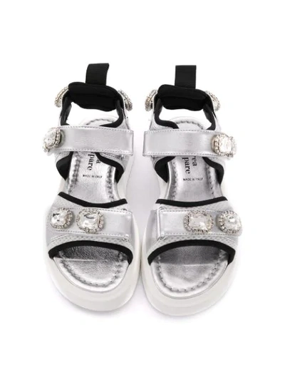 EMBELLISHED TOUCH-STRAP SANDALS