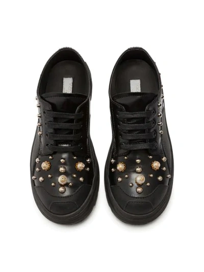 Shop Dolce & Gabbana Pearl-embellished Derby Shoes In Black