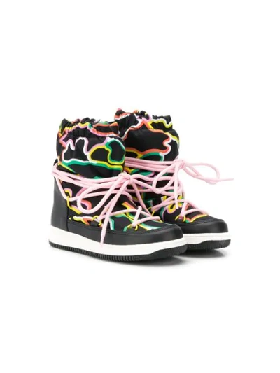 Shop Stella Mccartney Logo Camouflage Ski Boots In Black