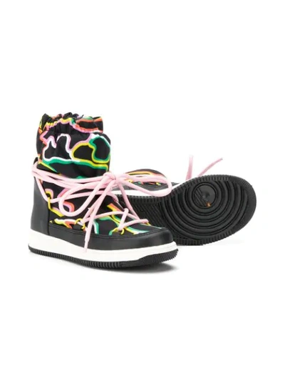 Shop Stella Mccartney Logo Camouflage Ski Boots In Black