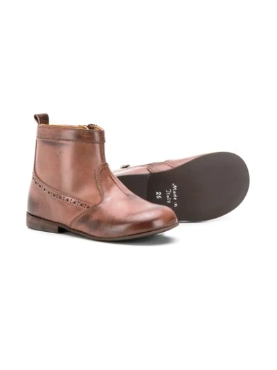 Shop Pèpè Zip-up Ankle Boots In Brown