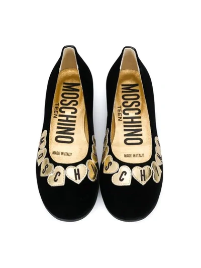 Shop Moschino Heart Logo Ballerinas In Black