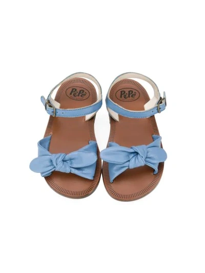 Shop Pèpè Bow Sandals In Blue