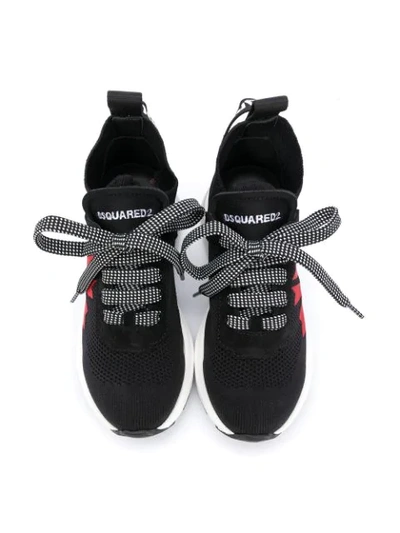 Shop Dsquared2 Logo Print Lace-up Trainers In Black