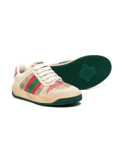 Shop Gucci Gg Supreme Web Sneakers In Neutrals