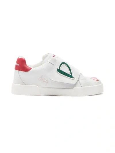 Shop Dolce & Gabbana Portofino Logo-printed Sneakers In White