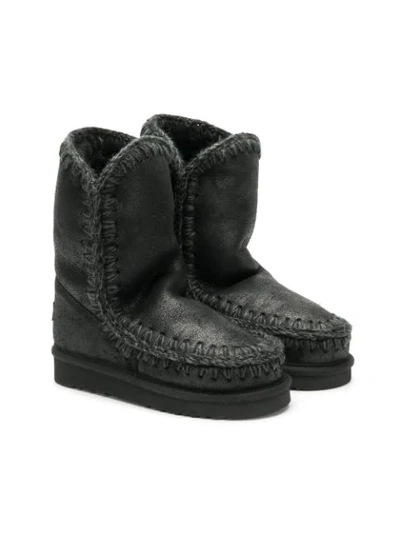 Mou Stitched Slip-on Boots In Black