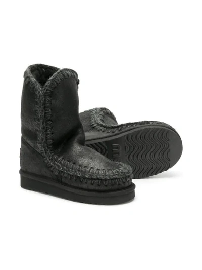 Shop Mou Stitched Slip-on Boots In Black