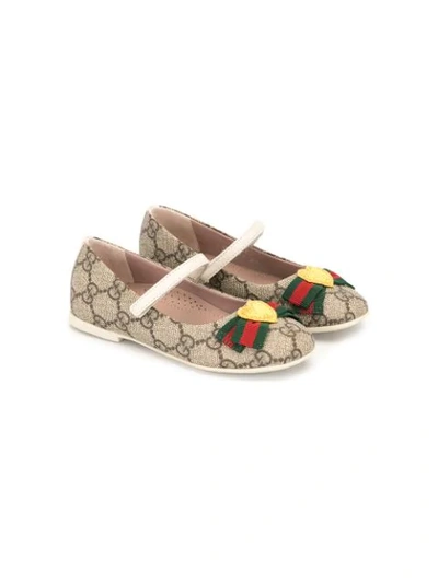 Shop Gucci Gg Supreme Ballerina Shoes In Brown