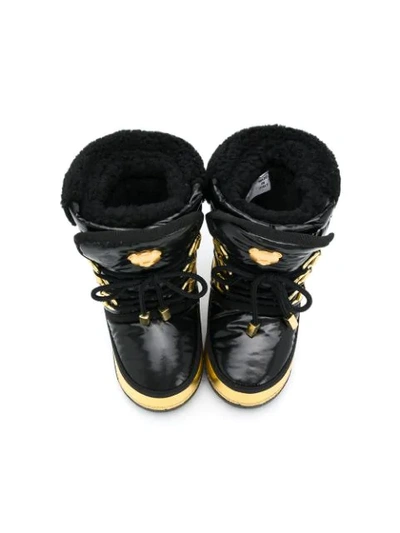 Shop Moschino Teen Logo Plaque Snow Boots In Black