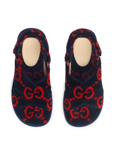 Shop Gucci Gg Terry Cloth Sandals In Blue