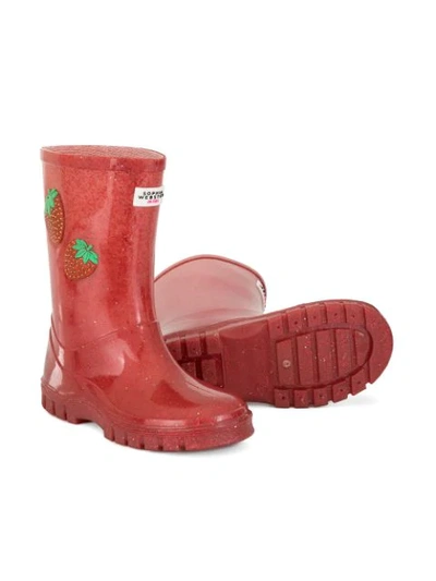 Shop Sophia Webster Mini Strawberry Wellies In Red