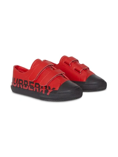 Shop Burberry Two-tone Sneakers In Red