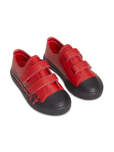Shop Burberry Two-tone Sneakers In Red