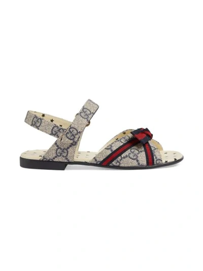 Shop Gucci Gg Bow-detail Sandals In Blue