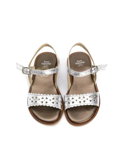 Shop Pèpè Laser-cut Sandals In Grey