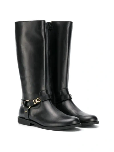 Shop Dolce & Gabbana Teen Calf-length Boots In Black
