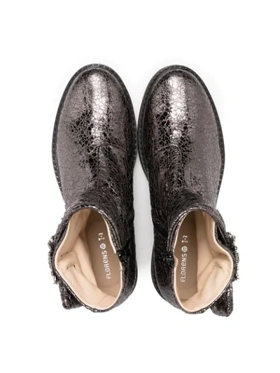 Shop Florens Teen Metallic Cracked-effect Boots In Grey