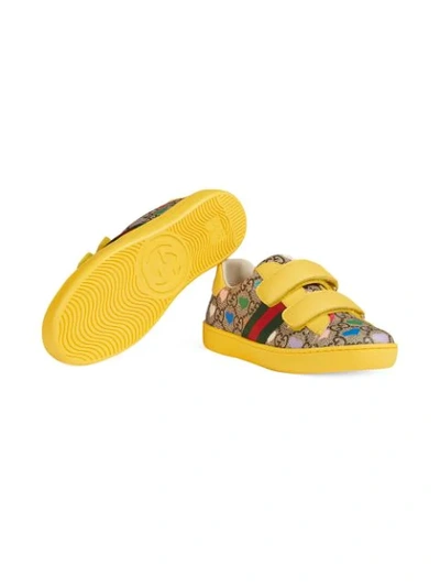 Shop Gucci Ace Gg Hearts Sneakers In Yellow