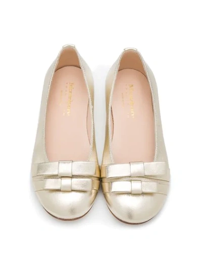 MONTELPARE TRADITION METALLIC BOW-EMBELLISHED BALLERINAS 