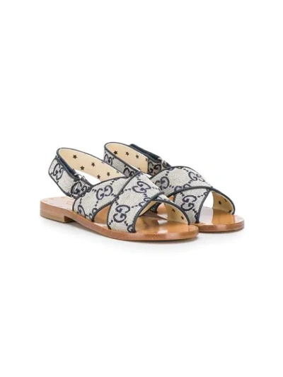 Shop Gucci Gg Logo Sandals In Blue