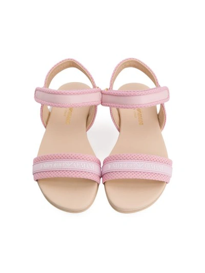 Shop Emporio Armani Mesh Detail Sandals In Pink