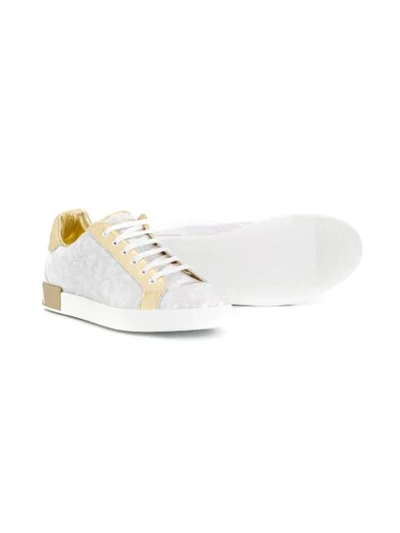 Shop Dolce & Gabbana Gold Panelled Sneakers In White