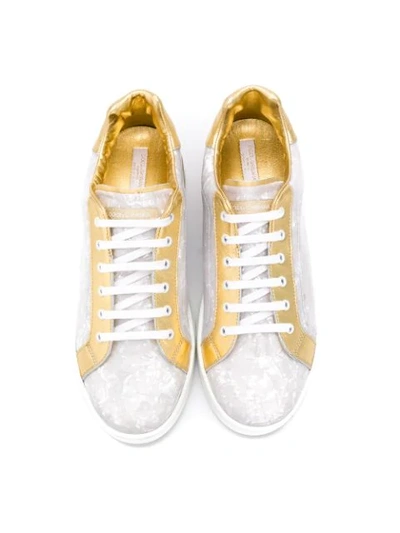 Shop Dolce & Gabbana Gold Panelled Sneakers In White