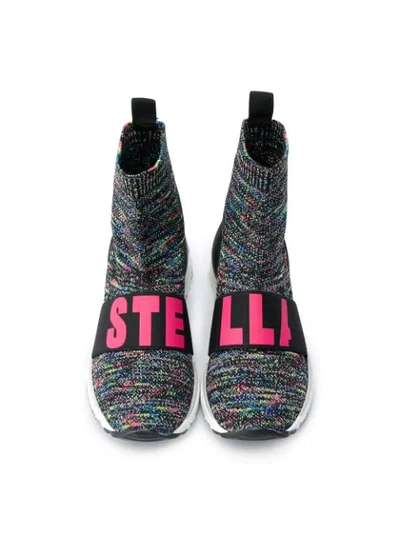 Shop Stella Mccartney Logo-band Sock-style Sneakers In Black