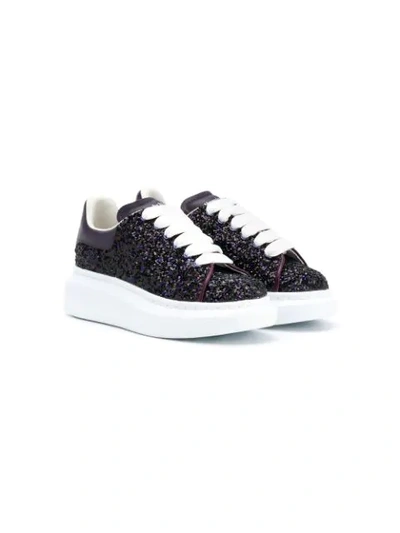 Shop Alexander Mcqueen Glitter Lace-up Sneakers In Purple