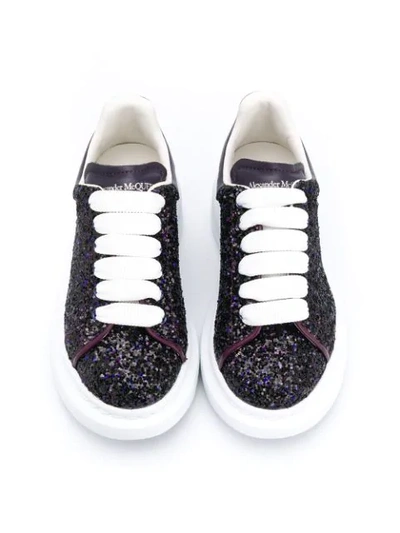 Shop Alexander Mcqueen Glitter Lace-up Sneakers In Purple