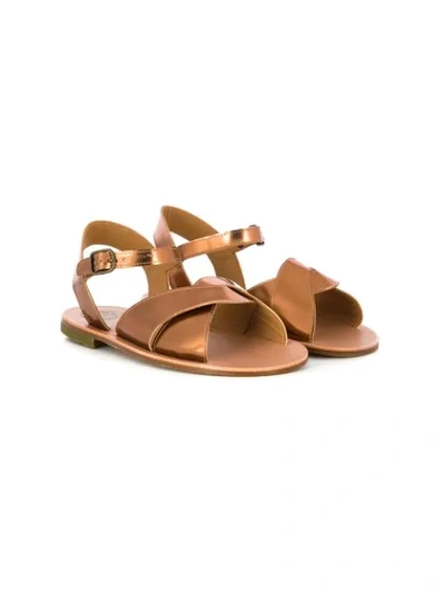 Shop Pèpè Crossover Strap 10mm Sandals In Metallic