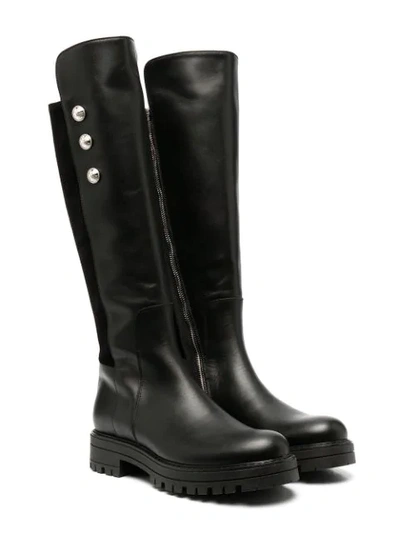 Shop Balmain Knee-high Leather Boots In Black