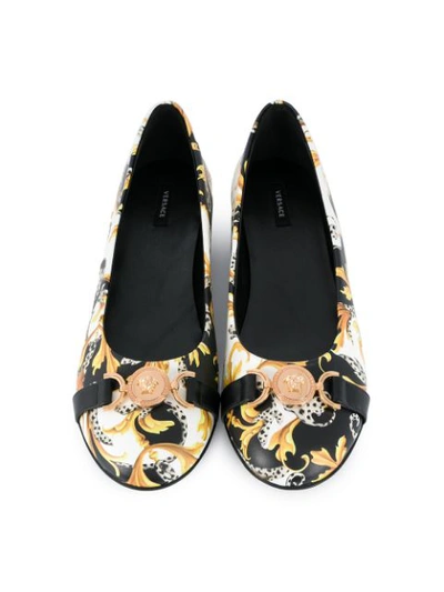 Shop Young Versace Barocco Print Ballerina Pumps In White