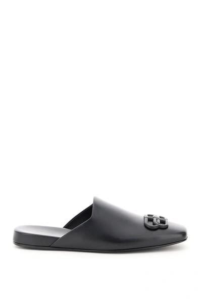 Shop Balenciaga Bb Cosy Leather  Mules In Black