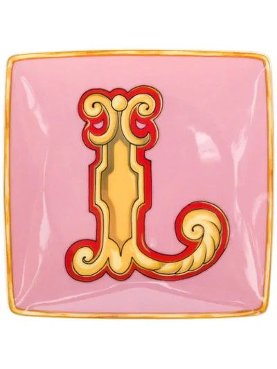 Shop Versace Home Alphabet L Plate (11cm) In Pink