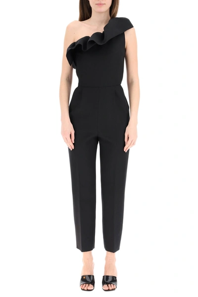 Shop Msgm One-shoulder Jumpsuit In Black