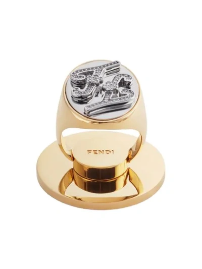 Shop Fendi Adhesive Ff Motif Phone Ring Holders In Gold