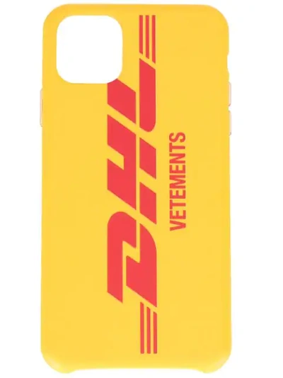 Shop Vetements Dhl Logo Print Iphone 11 Pro Case In Yellow