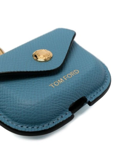 Shop Tom Ford Neck Strap Logo Airpods Case In Blue