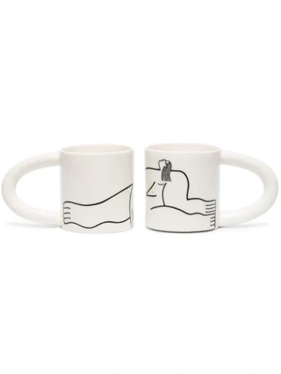 Shop Louise Madzia Dreamer Set Of Two Mugs In White