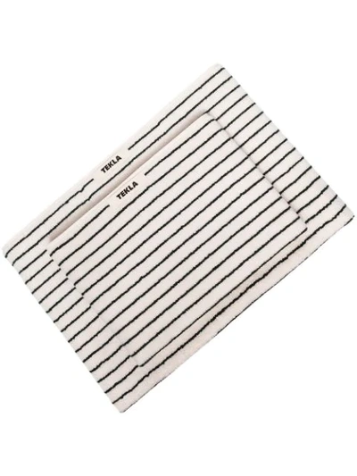 Shop Tekla Stripe-print Towel Set In Neutrals