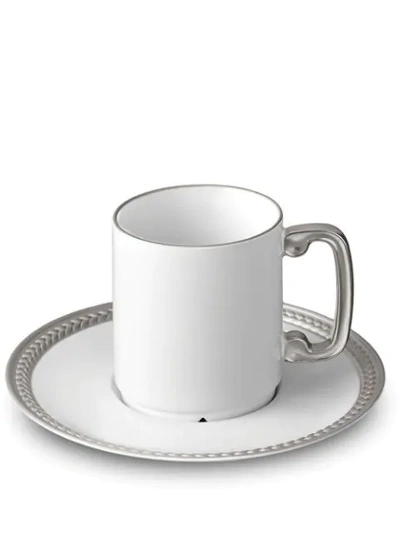 L'objet Soie Tressée Espresso Cup And Saucer (set Of 6) In White