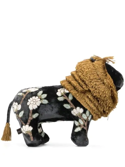 Shop Anke Drechsel Embroidered Lion Soft Toy In Black