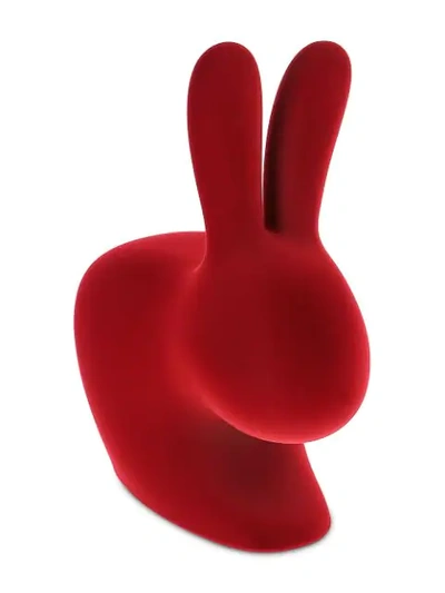 Shop Qeeboo Velvet-effect Rabbit Baby Chair In Red